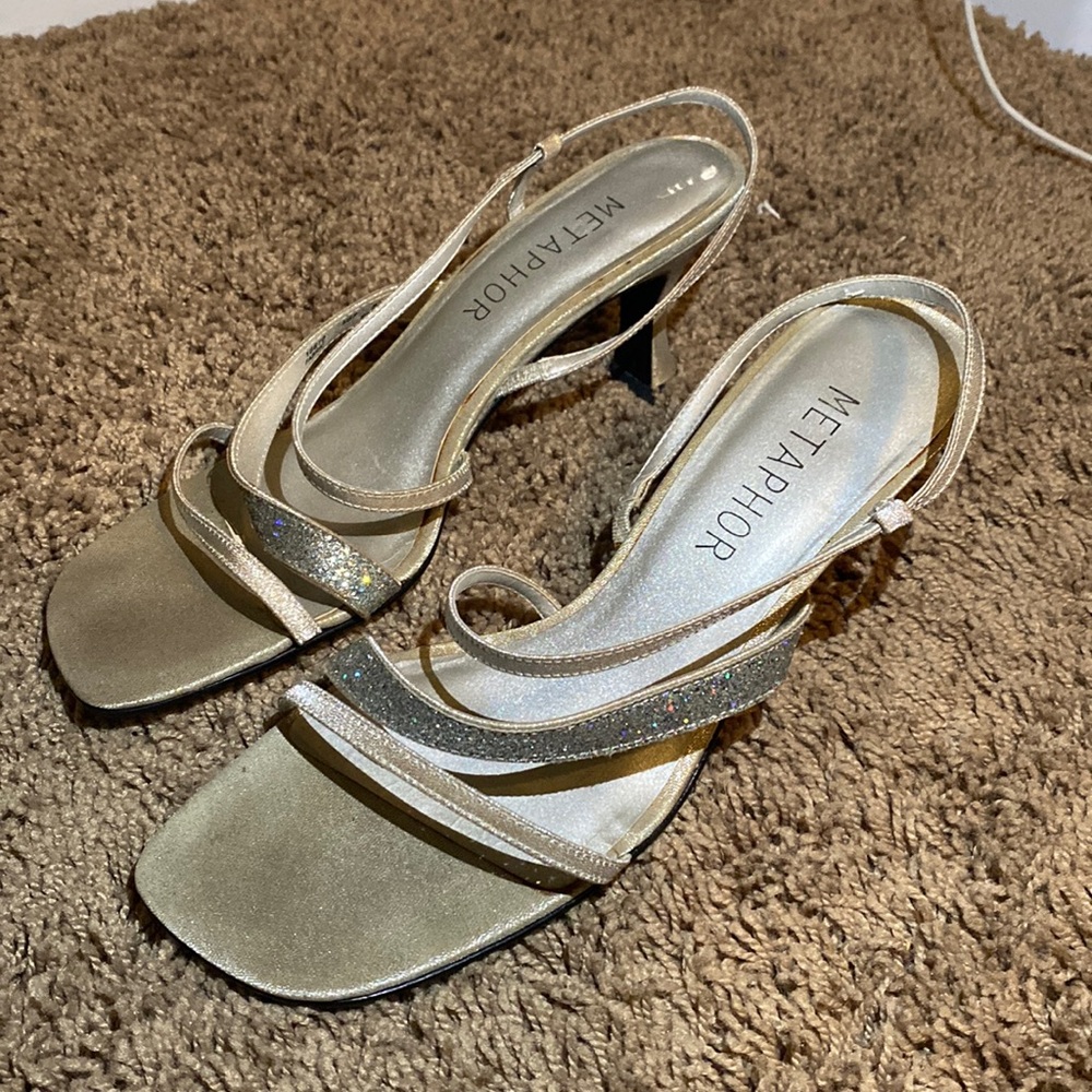 Silver and gold short heels!